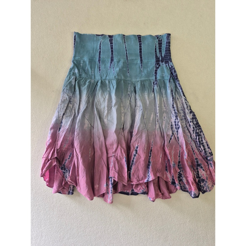 Cute Options Women Tie Dye Ombre Mini Skirt Blue Pink Purple Boho Size M